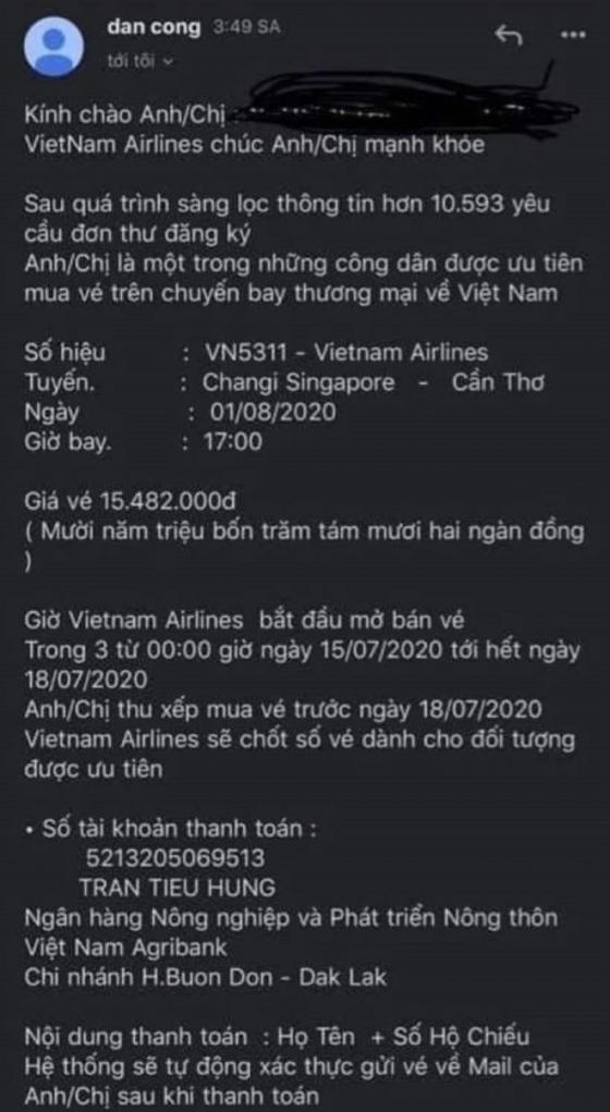 132 2 Canh Bao Lua Dao Ban Ve May Bay Dua Cong Dan Ve Nuoc Tranh Dich