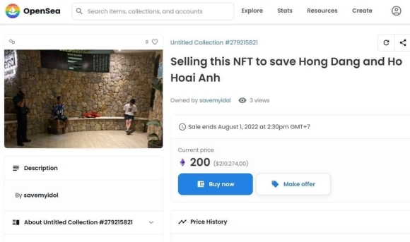 NFT chụp hai người nghi là nghệ sĩ Việt rao bán 200.000 USD