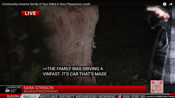 Truyền thông Mỹ: Gia đình 4 người thiệt mạng trong xe VinFast bị tai nạn ở Pleasanton, California