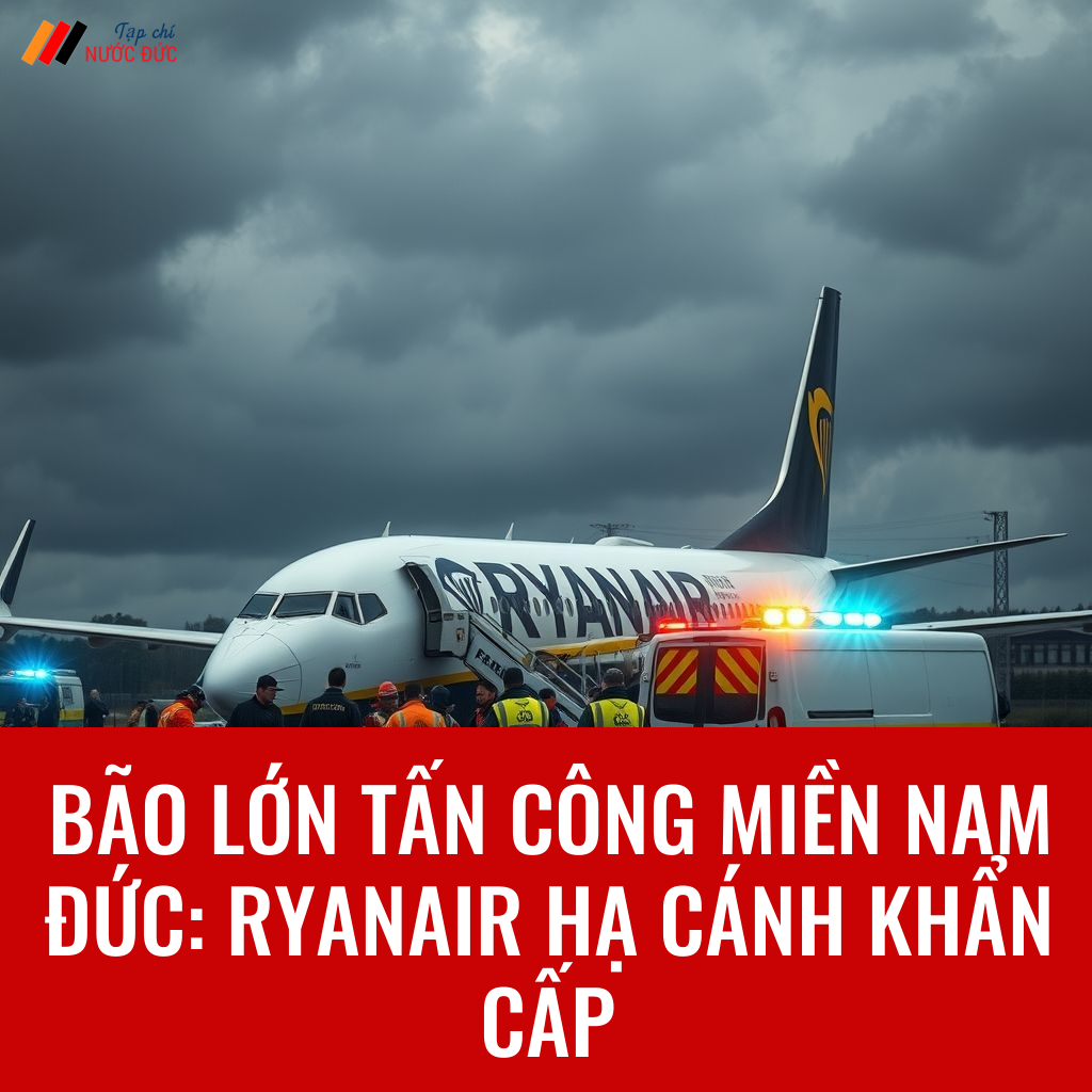 Bão lớn tấn công miền Nam Đức: Ryanair hạ cánh khẩn cấp