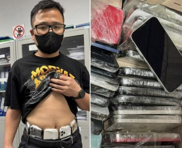 Người đàn ông “băng bó” 64 chiếc điện thoại quanh người nhập cảnh Nội Bài