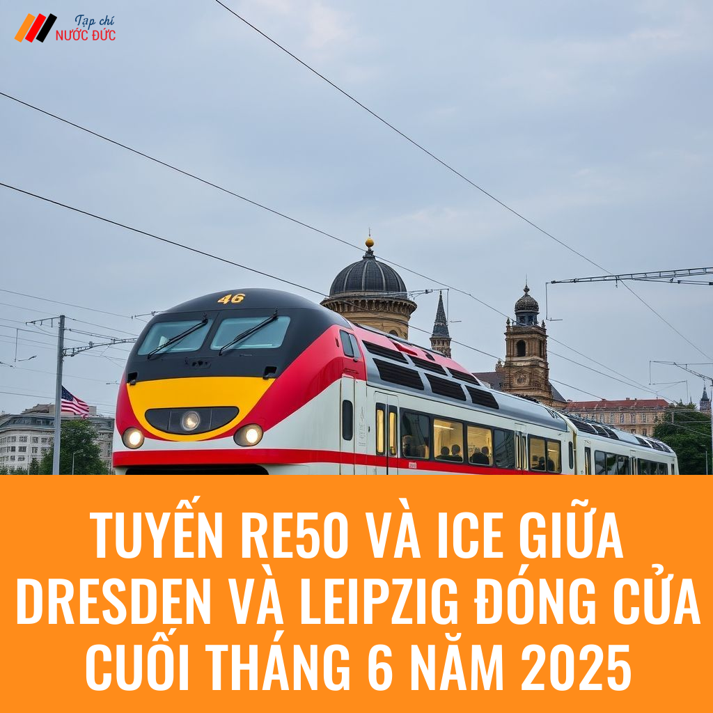 Tuyến RE50 và ICE giữa Dresden và Leipzig đóng cửa cuối tháng 6 năm 2025