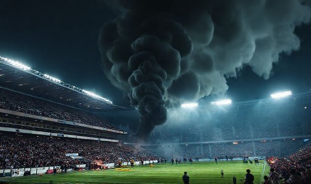 Hỗn loạn sau trận đấu giữa Köln và Frankfurt: khán đài bốc cháy tại sân Rhein-Energie-Stadion